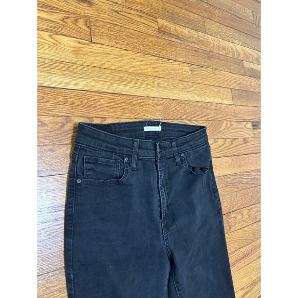 Levi's Womens 725 Jeans Size 32 High Rise Bootcut Black Dark Wash Stretch Denim - Picture 2 of 9
